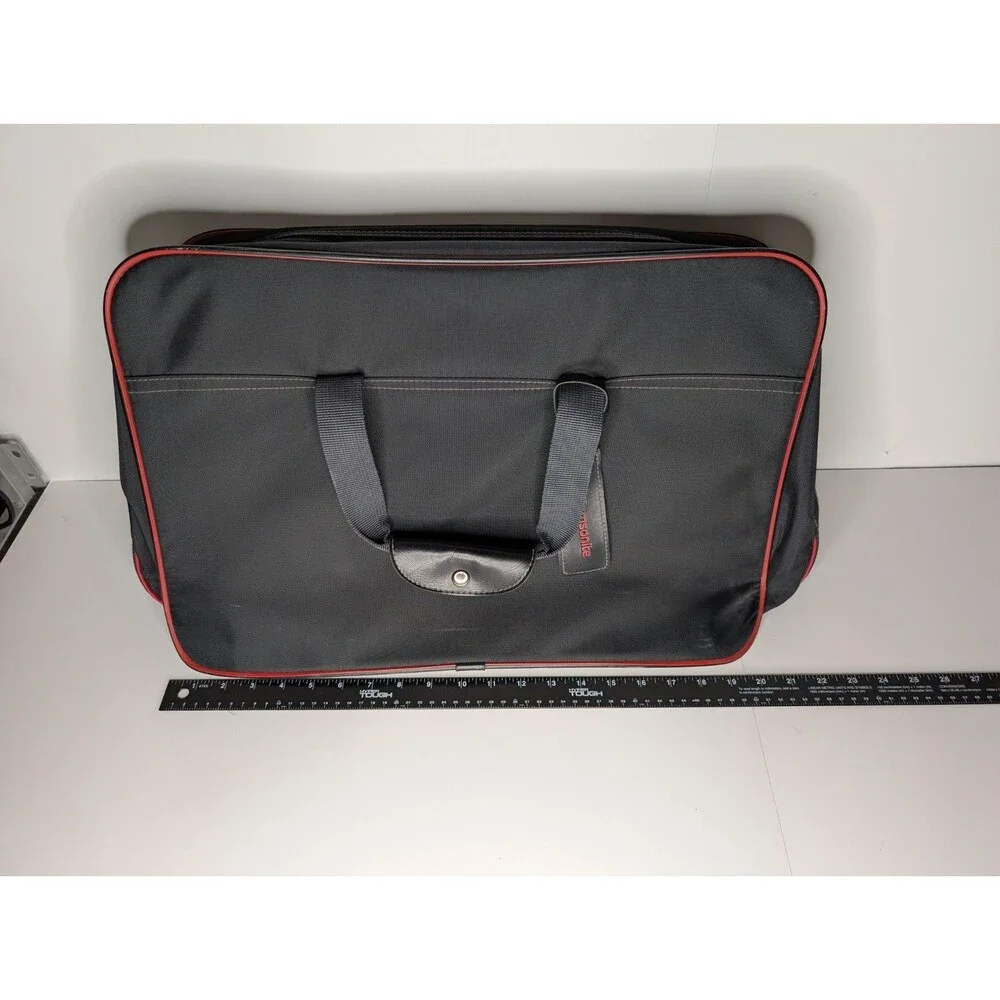 Vtg Samsonite Oyster Garment Bag 1987 Black Red Trim Fold-Out Travel Luggage USA